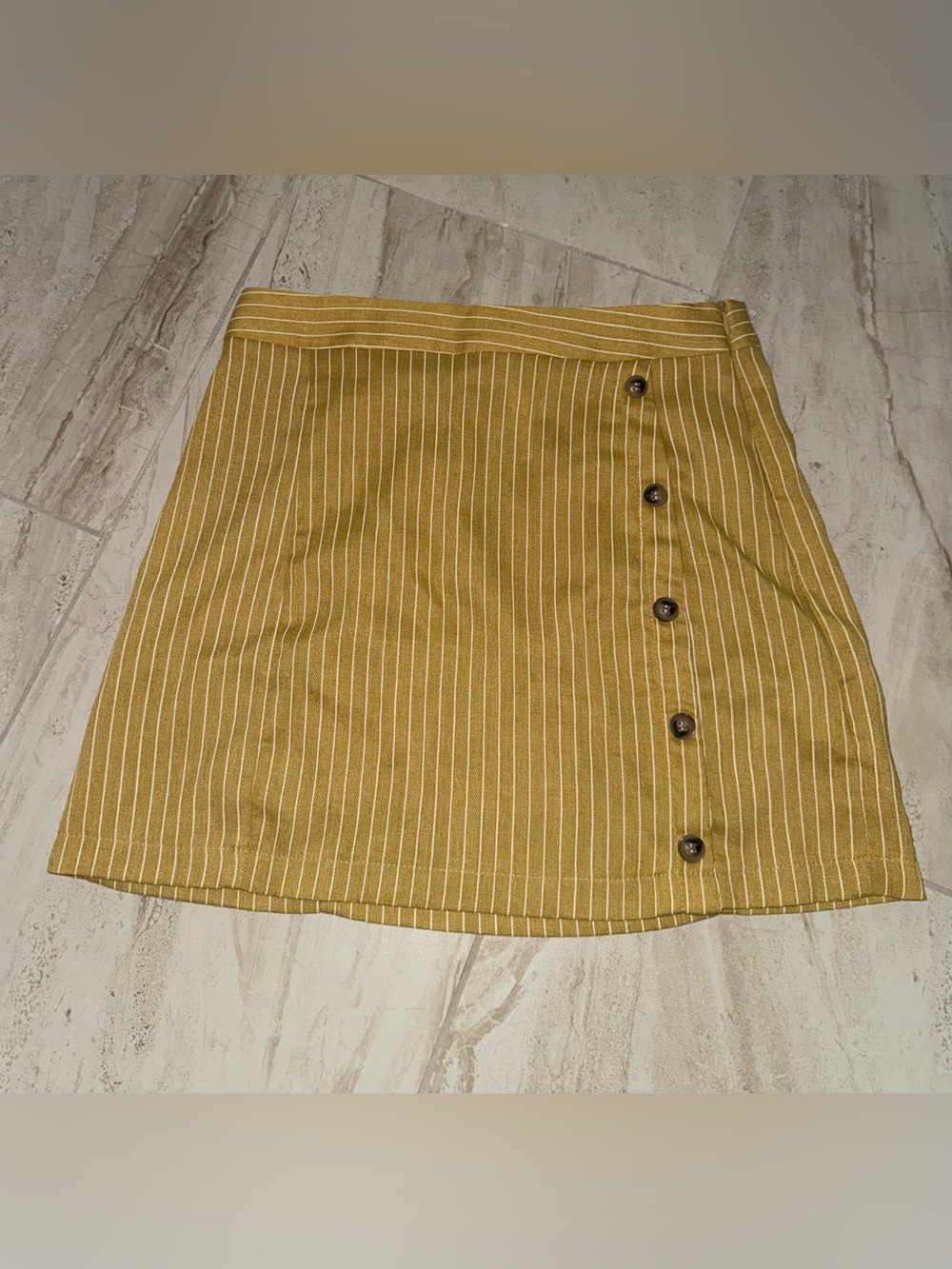 Mustard Yellow Pinstripe Mini Skirt